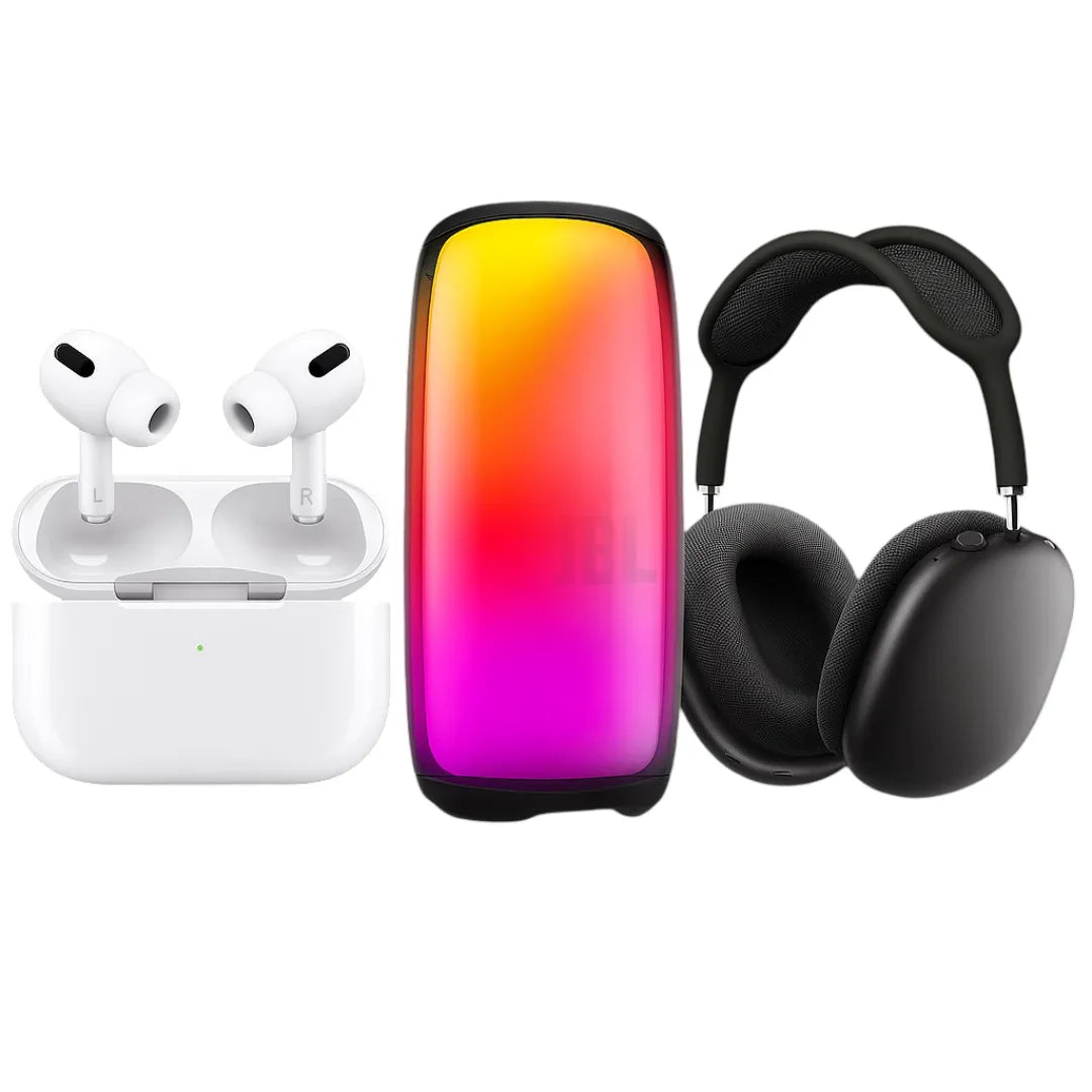 Ultimate Audio Bundle – Pods Pro + J8L Speaker + Pods Max (Supplier Pack)